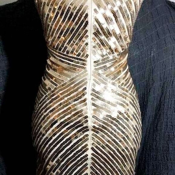 Lulus Ace of Spades Gold Sequence Bodycon Dress Size XS - Picture 6 of 12